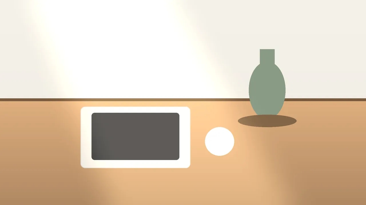 A warm mug, a plain memo pad, and a small ceramic vase on a cream wooden table in soft window light